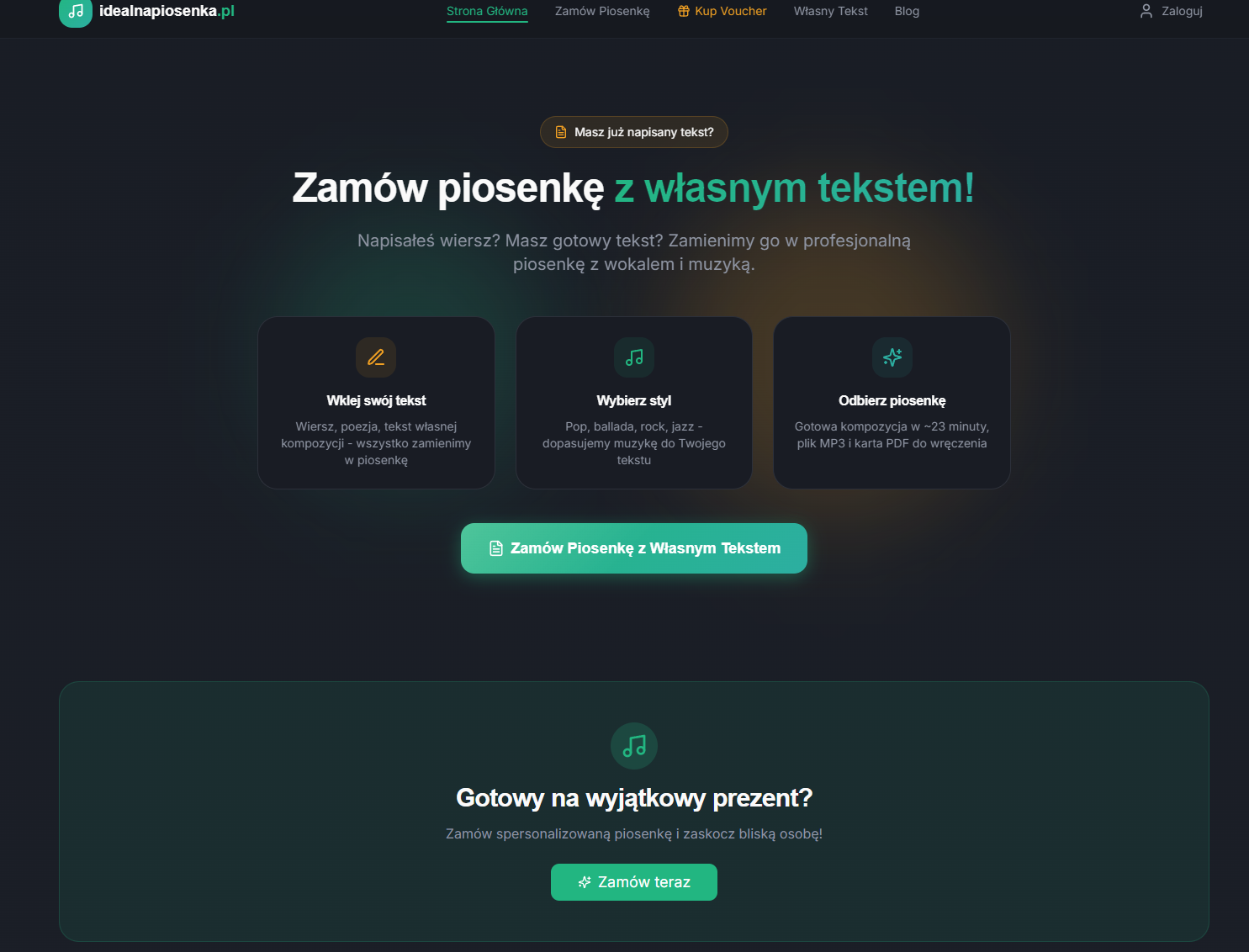 Idealna Piosenka - realizacja strony internetowej