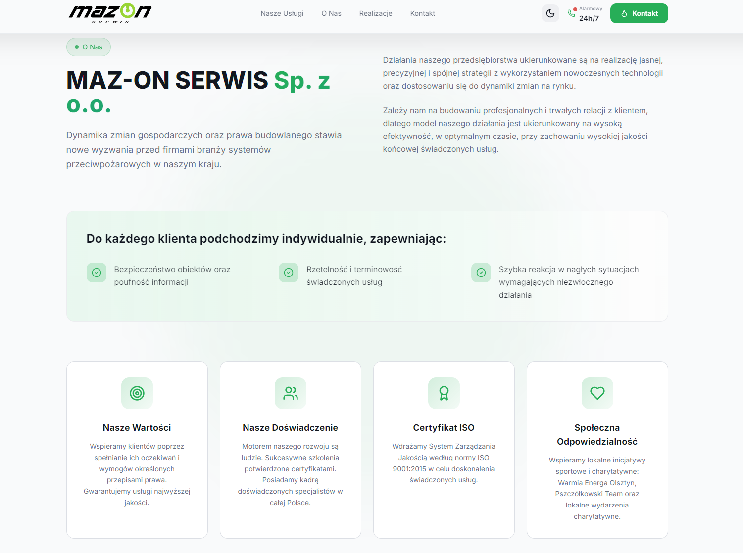 MAZ-ON - realizacja strony internetowej