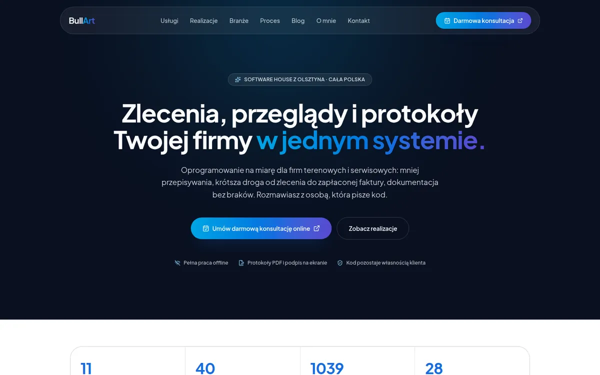 Strona bullart.pl — zrzut ekranu